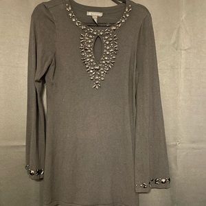 INC Black Keyhole Top